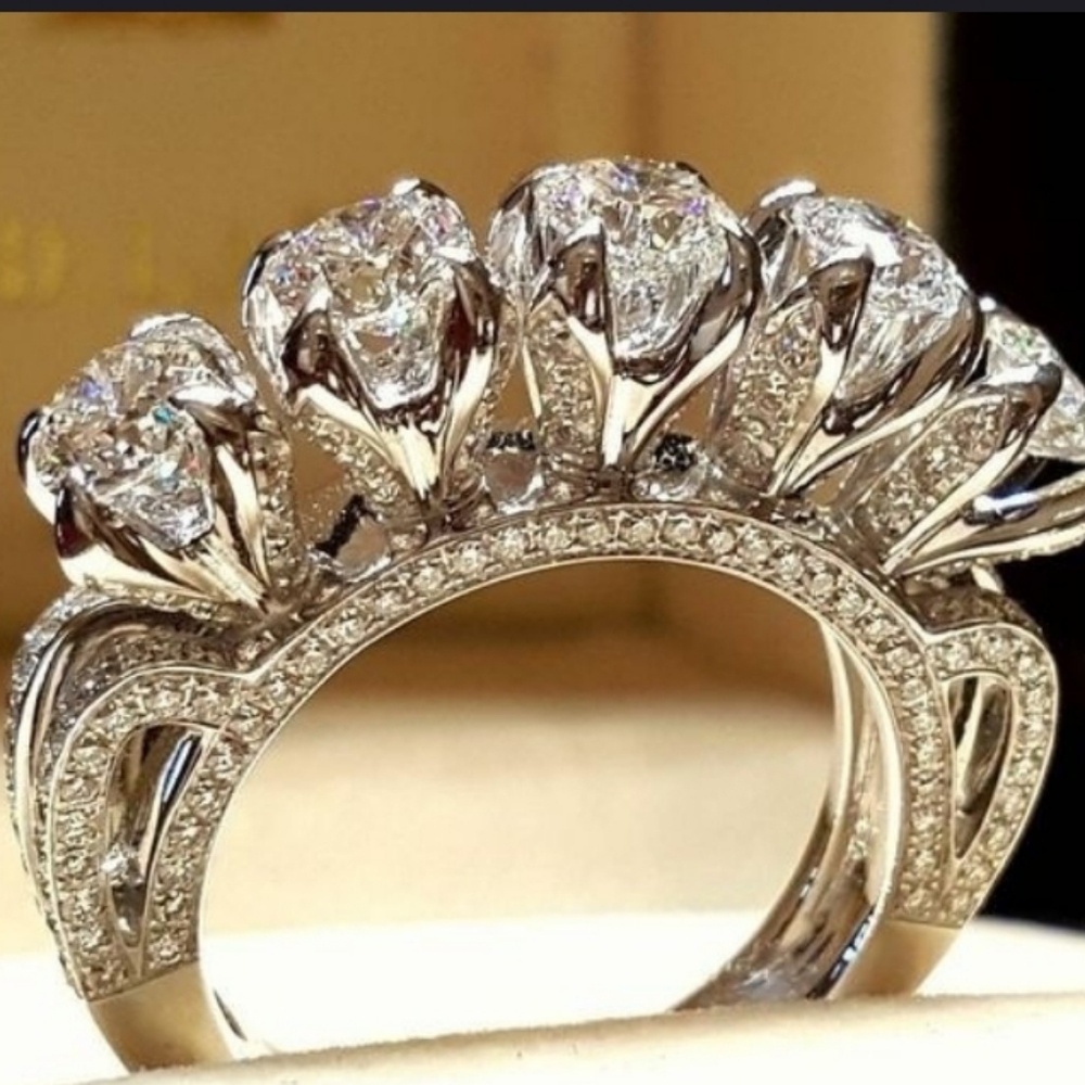 .925 Sterling Silver Wedding Engagement Ring 6 7